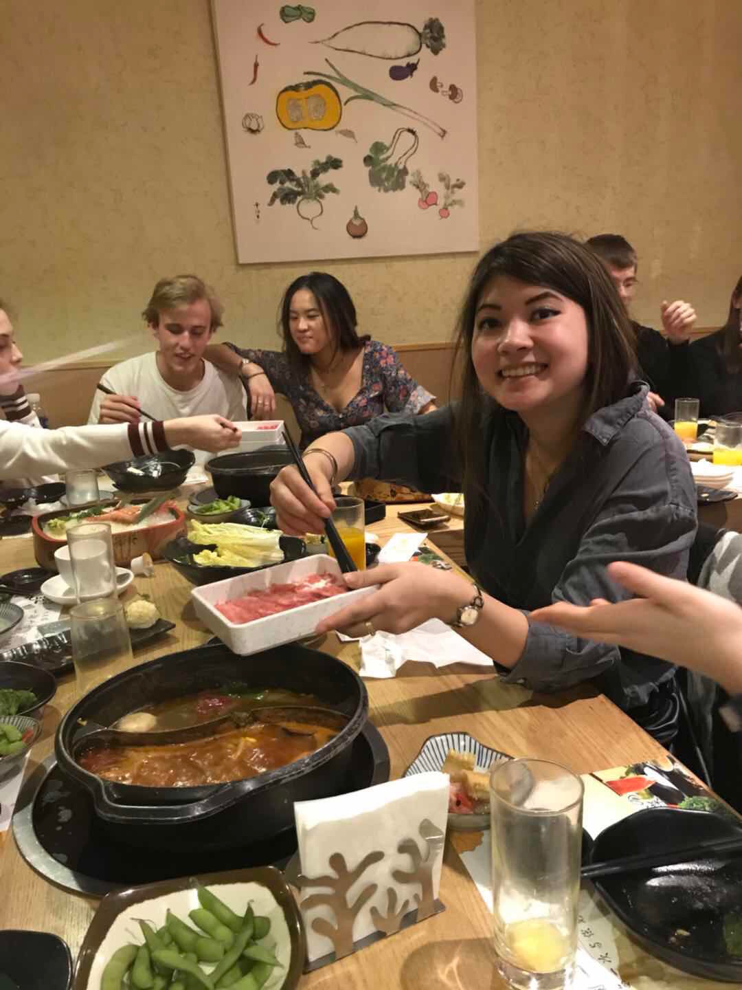 Inge enjoying Japanese food