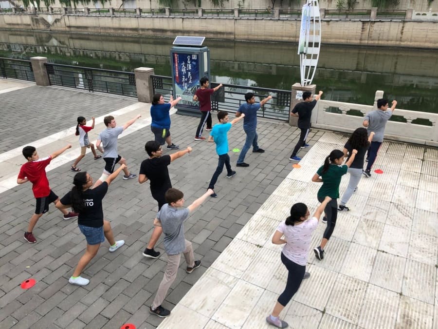 Students doing Tai Qi in Beijing